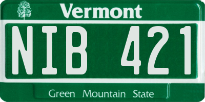 VT license plate NIB421