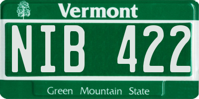 VT license plate NIB422