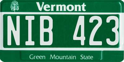 VT license plate NIB423