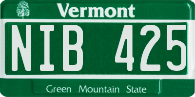 VT license plate NIB425