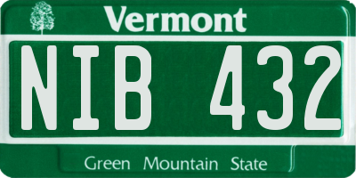 VT license plate NIB432