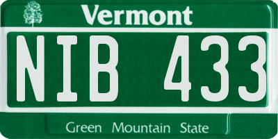 VT license plate NIB433
