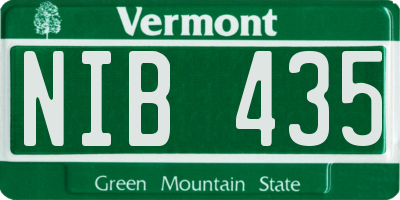 VT license plate NIB435