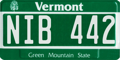 VT license plate NIB442