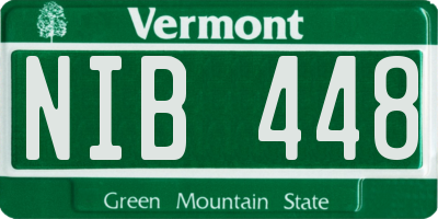 VT license plate NIB448