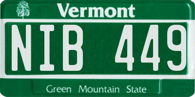 VT license plate NIB449