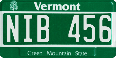 VT license plate NIB456