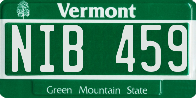 VT license plate NIB459