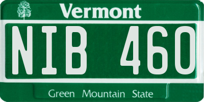VT license plate NIB460