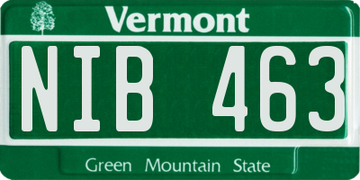 VT license plate NIB463