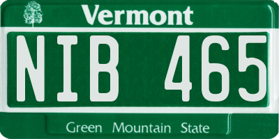 VT license plate NIB465