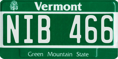 VT license plate NIB466