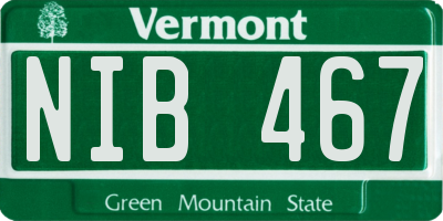 VT license plate NIB467