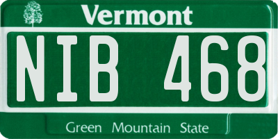 VT license plate NIB468