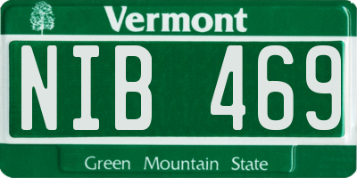 VT license plate NIB469