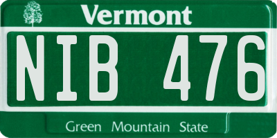 VT license plate NIB476