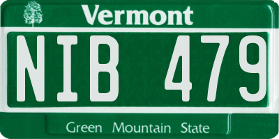 VT license plate NIB479