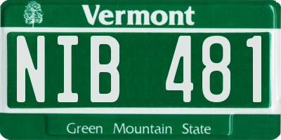 VT license plate NIB481