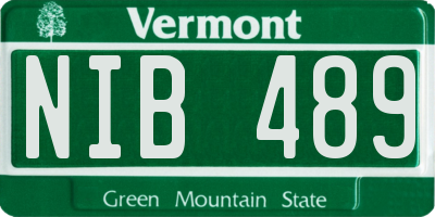 VT license plate NIB489