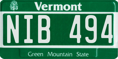VT license plate NIB494