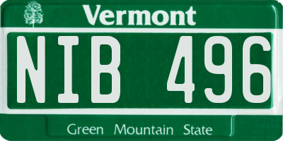 VT license plate NIB496