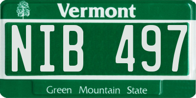 VT license plate NIB497