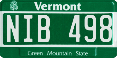 VT license plate NIB498