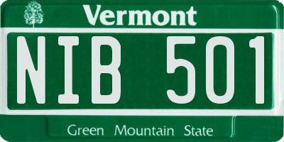 VT license plate NIB501