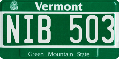 VT license plate NIB503