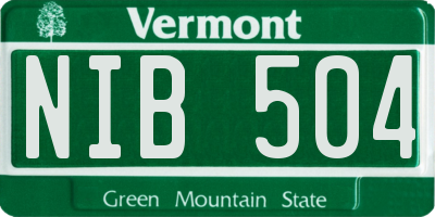 VT license plate NIB504