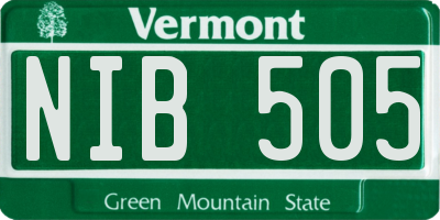 VT license plate NIB505