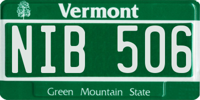 VT license plate NIB506
