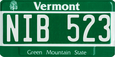 VT license plate NIB523