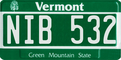 VT license plate NIB532