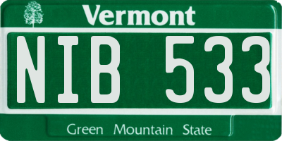 VT license plate NIB533