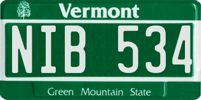 VT license plate NIB534