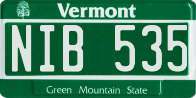 VT license plate NIB535
