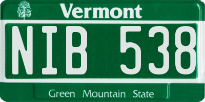 VT license plate NIB538