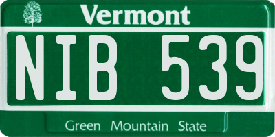 VT license plate NIB539