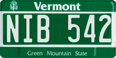 VT license plate NIB542