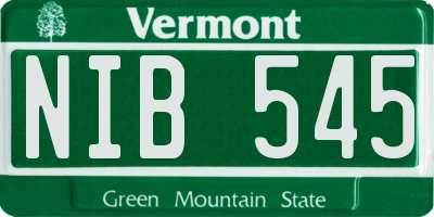 VT license plate NIB545