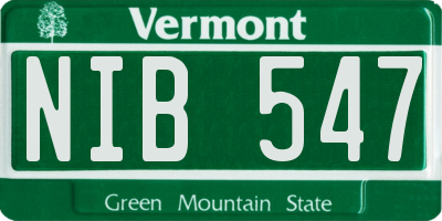 VT license plate NIB547