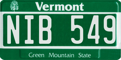 VT license plate NIB549