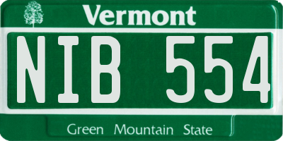 VT license plate NIB554
