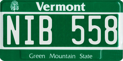 VT license plate NIB558
