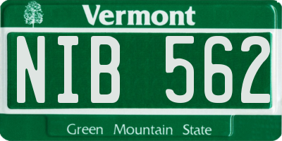 VT license plate NIB562