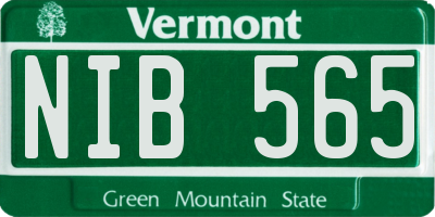 VT license plate NIB565