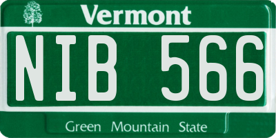 VT license plate NIB566