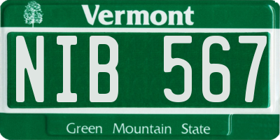 VT license plate NIB567