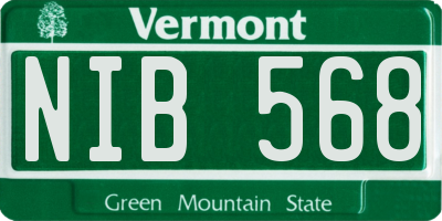 VT license plate NIB568